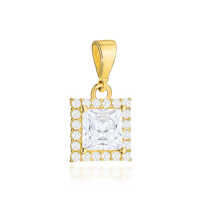 Pandantiv Aur 14K cu Piatră Pătrată și Zirconii