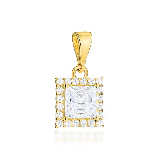Pandantiv Aur 14K cu Piatră Pătrată și Zirconii