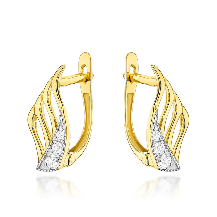 Cercei Aur 14K Aripi Delicate cu Zirconiu
