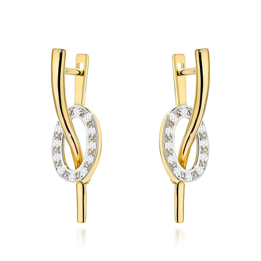 Cercei Aur 14K Val și Oval cu Zirconii