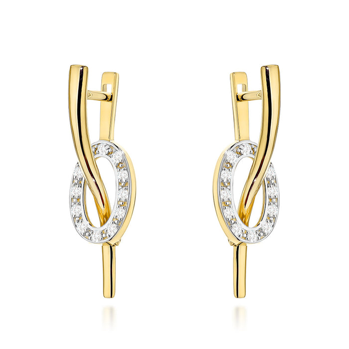 Cercei Aur 14K Val și Oval cu Zirconii