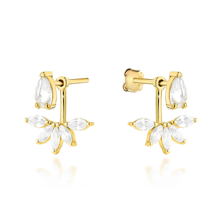 Cercei Aur 14K Listă Cu Zirconiu – Eleganță Naturală