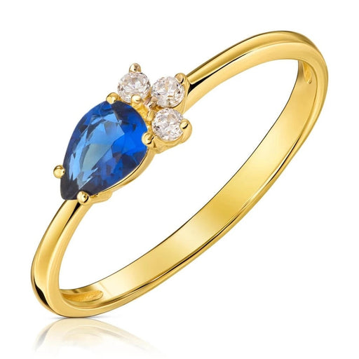 Inel Aur 8K cu Piatră Albastră Zirconiu