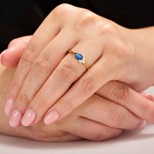 Inel Aur 8K cu Piatră Albastră Zirconiu