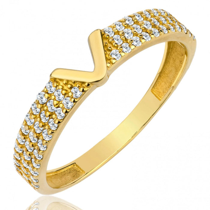 Inel Unic cu Litera V Aur 8K - Eleganță Semnată