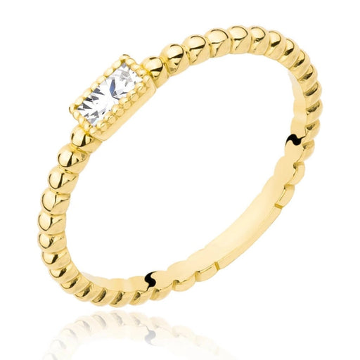 Inel Aur 8K cu Biluțe și Piatră Albă - Eleganță Subtilă