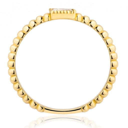 Inel Aur 8K cu Biluțe și Piatră Albă - Eleganță Subtilă