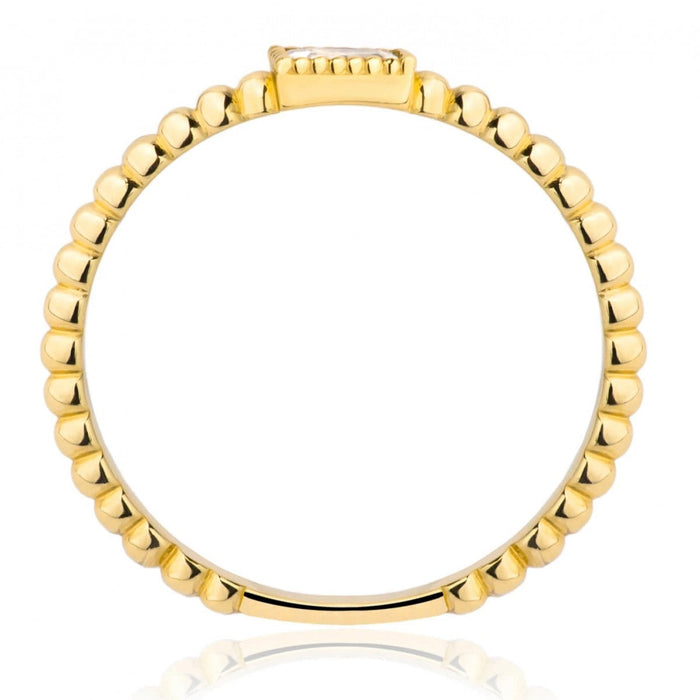 Inel Aur 8K cu Biluțe și Piatră Albă - Eleganță Subtilă