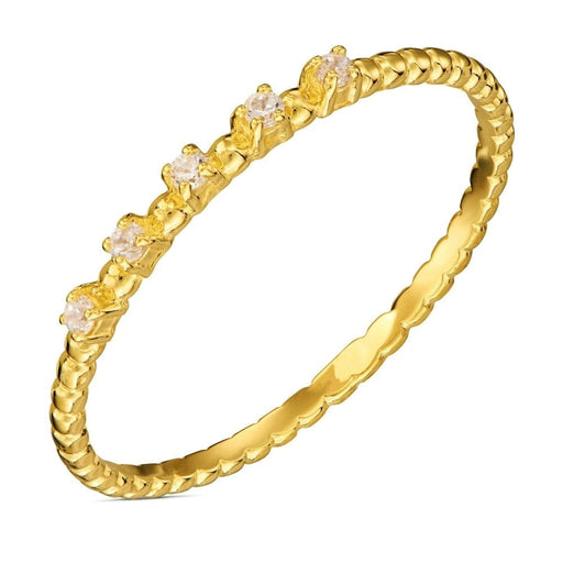 Inel Aur 8K cu Bile Albe de Zirconiu - Eleganță Subtilă