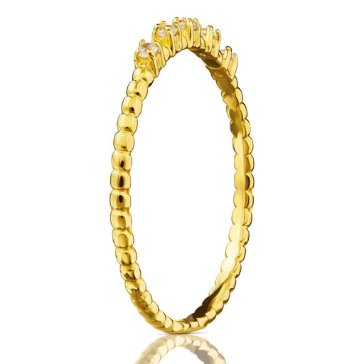 Inel Aur 8K cu Bile Albe de Zirconiu - Eleganță Subtilă