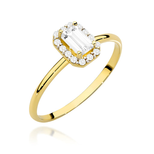 Inel Aur 14K cu Piatră Dreptunghiulară și Zirconii