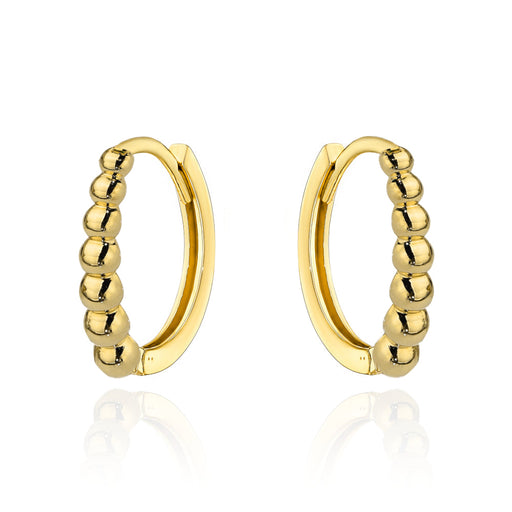 Cercei Creole Aur 14K cu Bile Aurii – Eleganță Rotundă