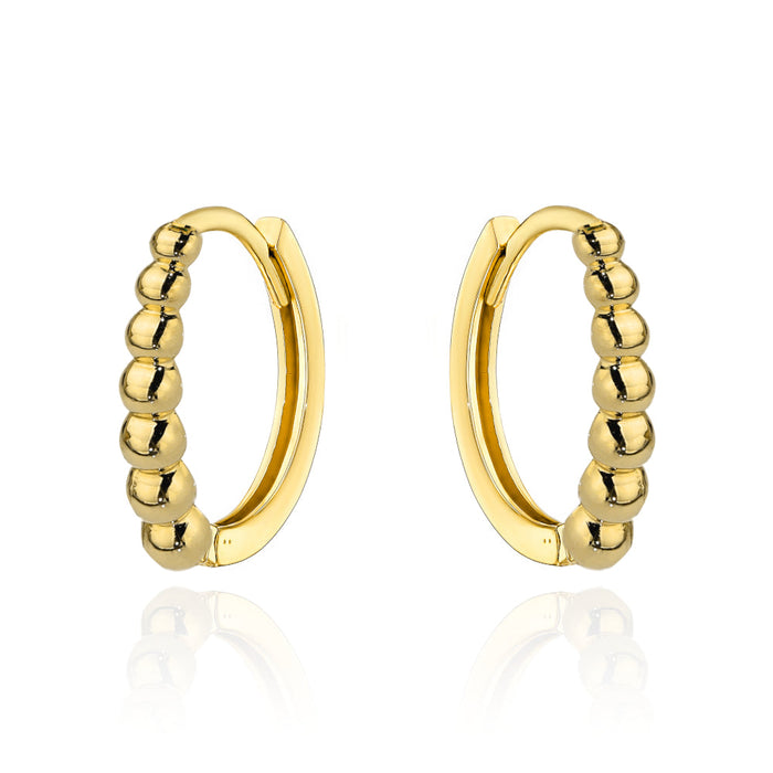 Cercei Creole Aur 14K cu Bile Aurii – Eleganță Rotundă