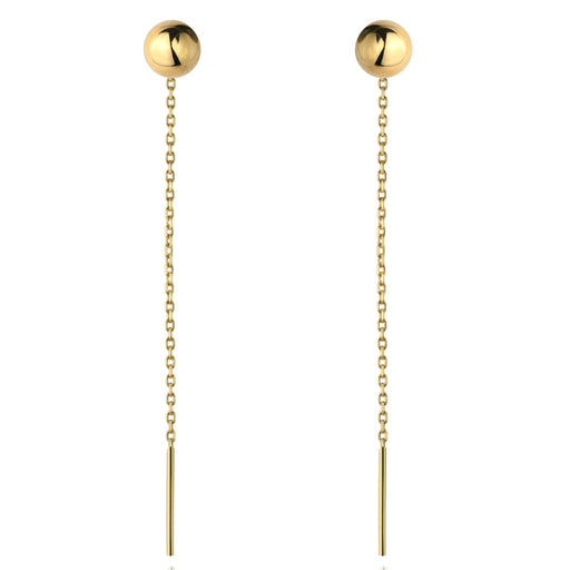 Cercei Aur 14K Prin Tragere cu Biluțe Drepte - Eleganță Simplă