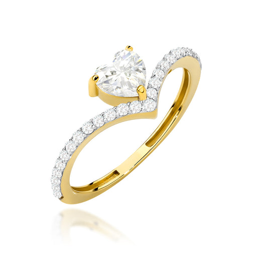 Inel Aur 14K Cu Inimă și Zirconii – Eleganță Atemporală