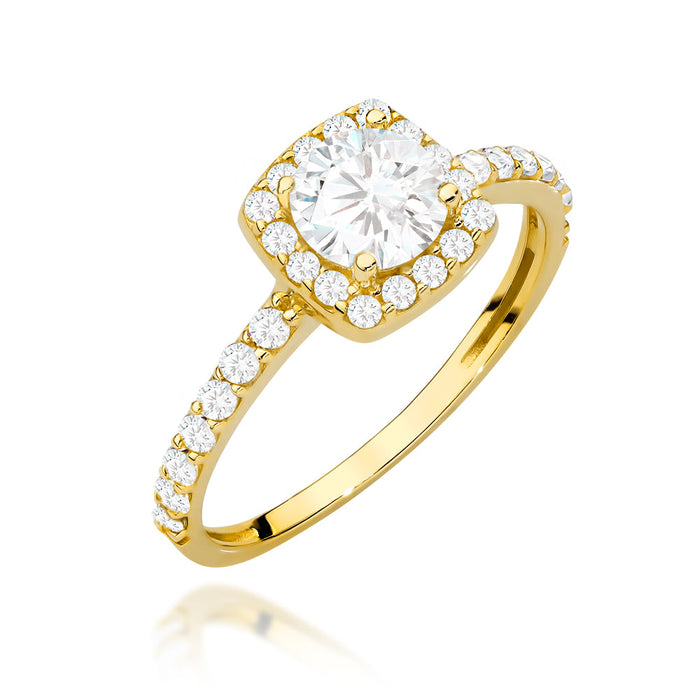 Inel Aur 14K cu Zirconiu Central în Pătrat - Eleganță Definită