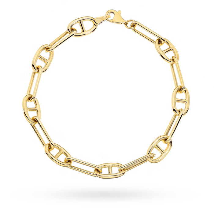 Brățară Aur 14K cu Zale Lungi și Elemente Ovale