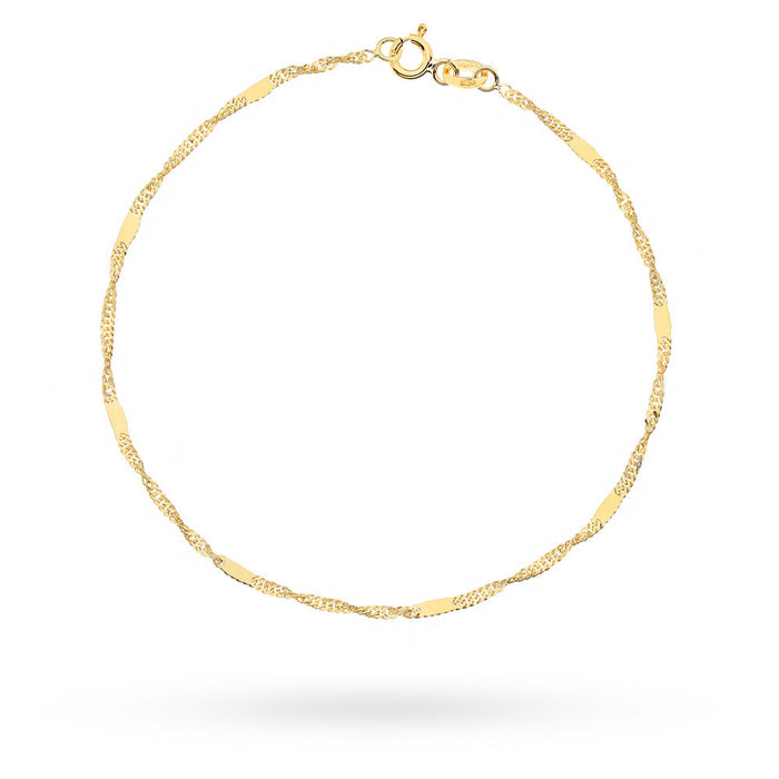 Brățară Aur 14K Singapore cu Plăcuță Elegantă