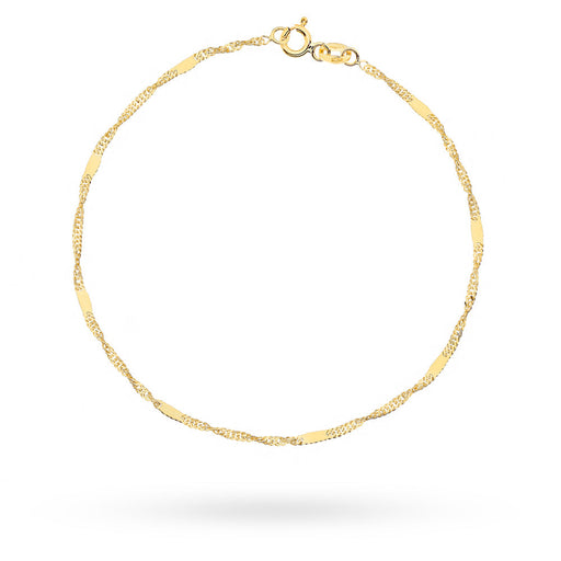 Brățară de Picior Aur 14K Singapore cu Plăcuță - Eleganță Pură