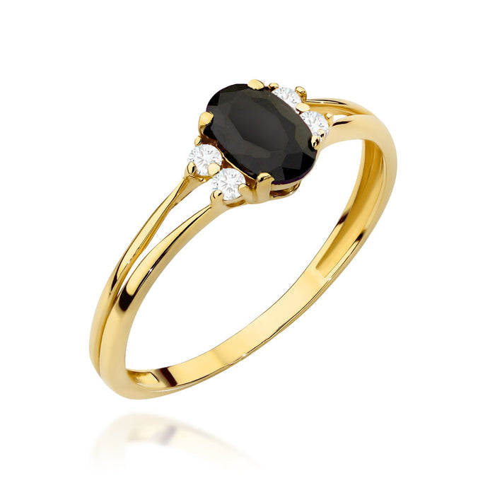 Inel Aur 14K cu Piatră Neagră și Zirconii - Eleganță Atemporală