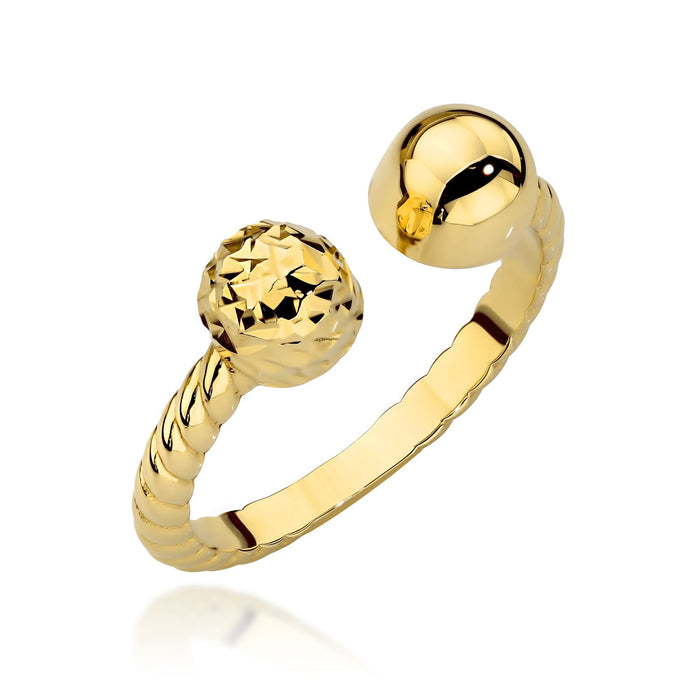 Inel Aur 14K Împletit cu Detaliu Sferic