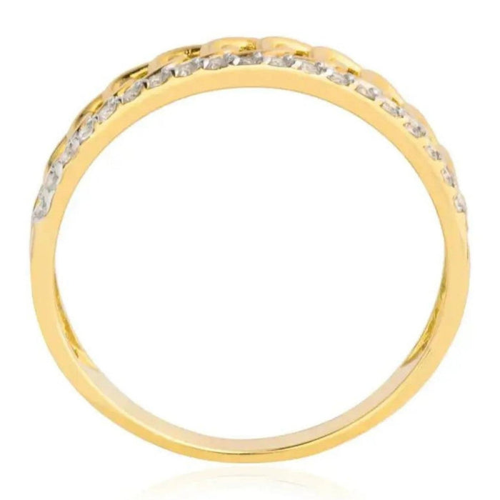 Inel Lanț Aur 8K cu Zirconii - Eleganță Subtilă