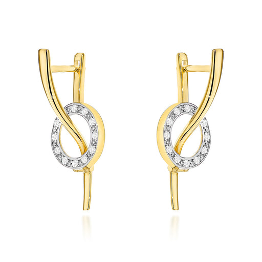 Cercei Aur 14K Valuri și Cerculețe cu Zirconiu – Eleganță Atemporală