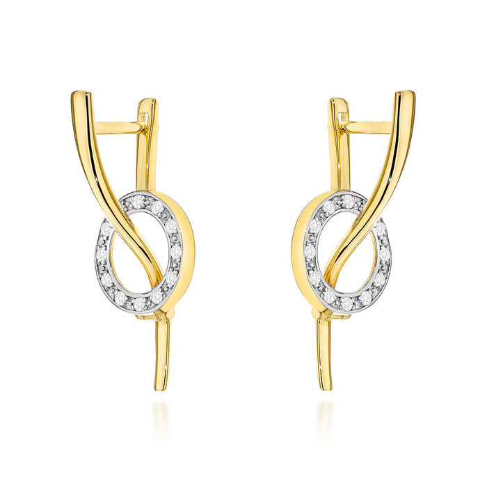 Cercei Aur 14K Valuri și Cerculețe cu Zirconiu – Eleganță Atemporală