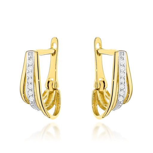 Cercei Aur 14K Tripli cu Zirconiu în Două Tonuri Aurii