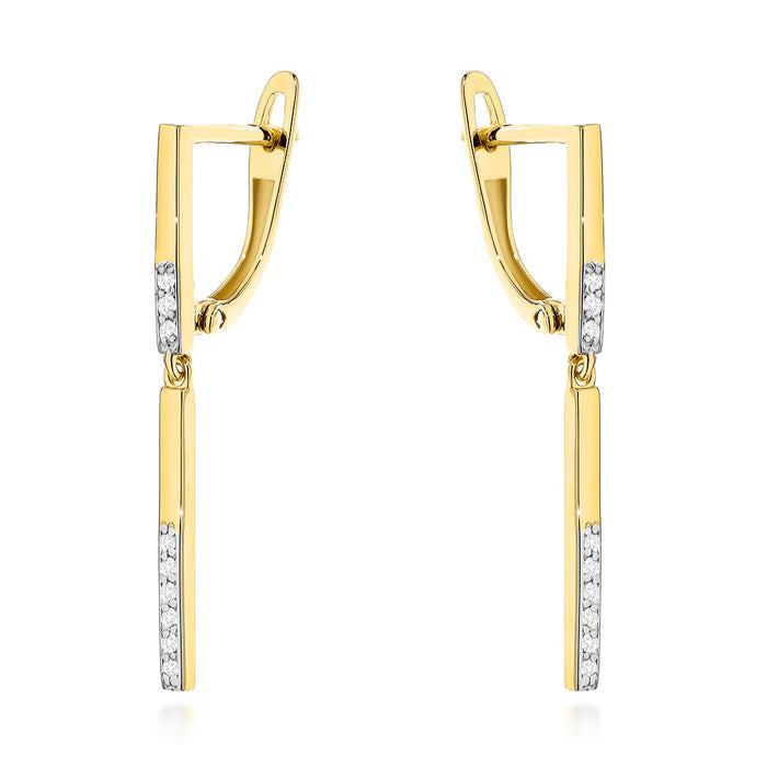 Cercei Aur 14K Prismatici cu Zirconiu și Sistem de Închidere Englezesc