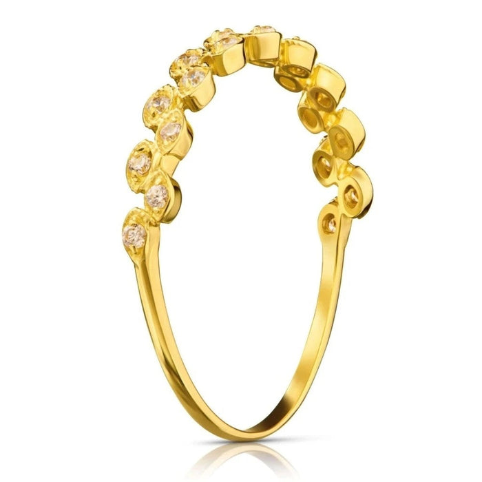 Inel Subțire Aur 8K cu Zirconii Albe - Eleganță Subtilă