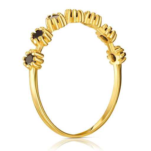 Inel Delicat Aur 8K cu Pietre Negre - Eleganță Subtilă