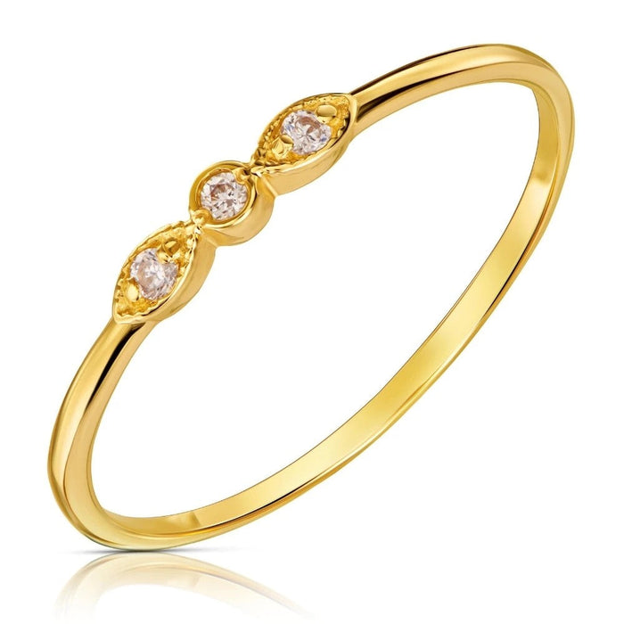 Inel Delicat Aur 8K cu Zirconiu Alb - Eleganță Subtilă