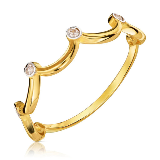 Inel Coroană Aur 8K cu Zirconiu - Eleganță Regală