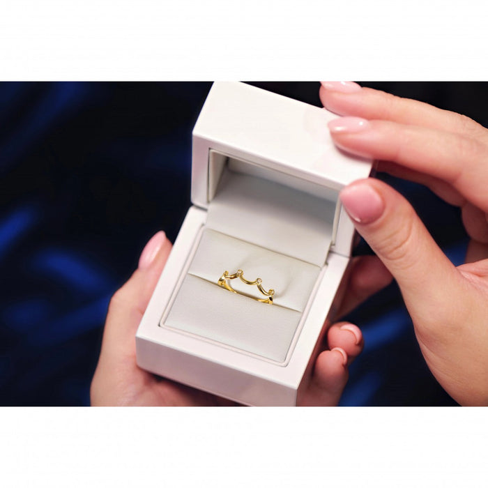 Inel Coroană Aur 8K cu Zirconiu - Eleganță Regală