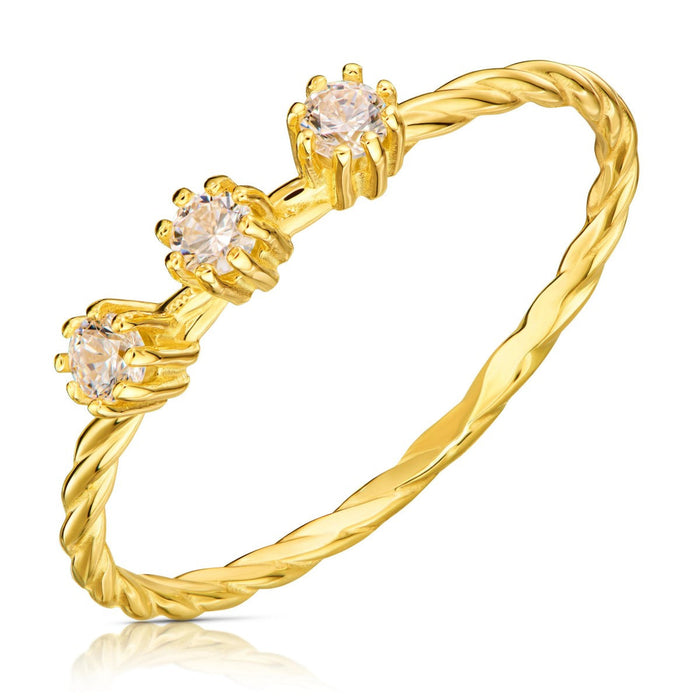 Inel Împletit Aur 8K cu Zirconiu: Eleganță Definită