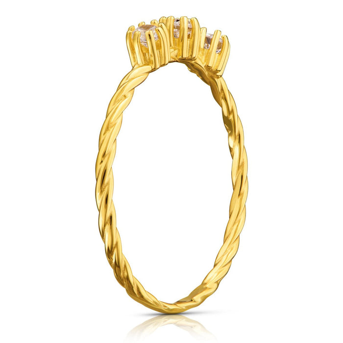 Inel Împletit Aur 8K cu Zirconiu: Eleganță Definită