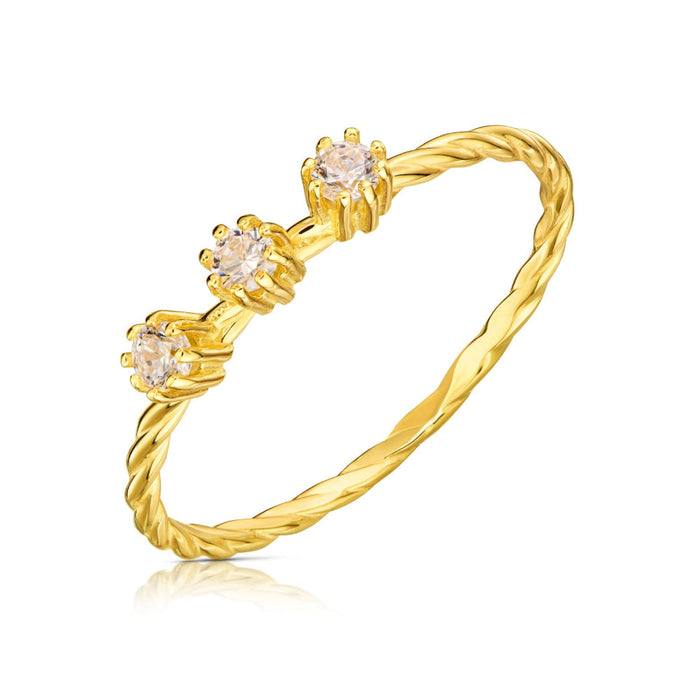 Inel Împletit Aur 8K cu Zirconiu: Eleganță Definită