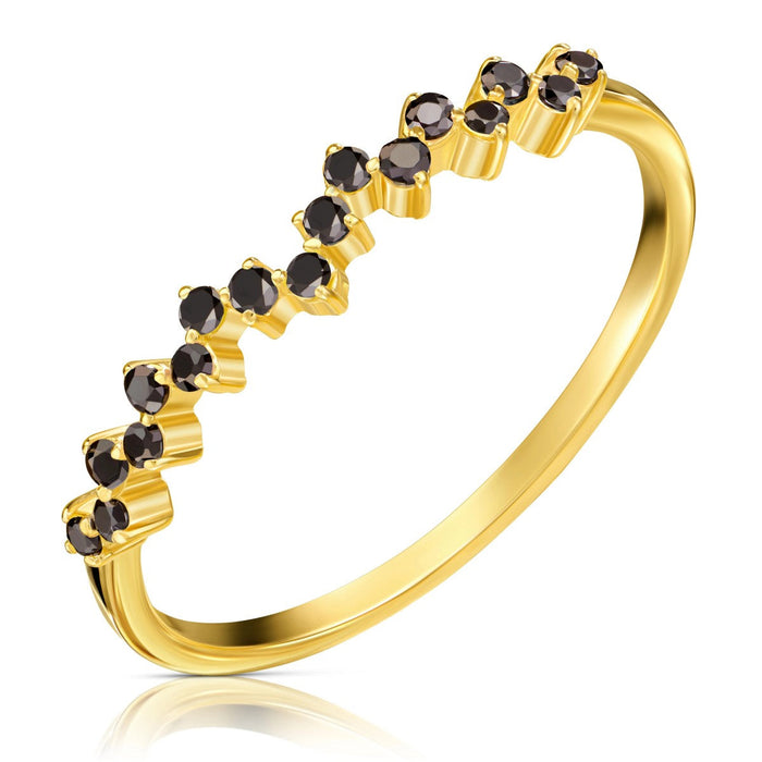 Inel Aur 8K cu Zirconii Negre - Eleganță Definită