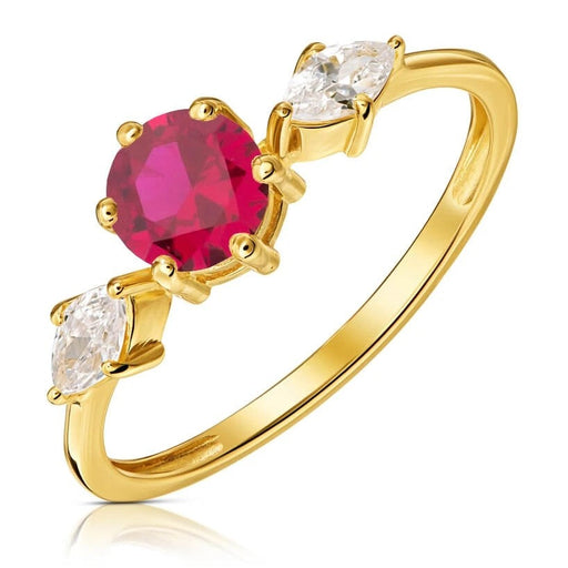 Inel Aur 8K cu Piatră Roșie Strălucitoare – Eleganță Atemporală