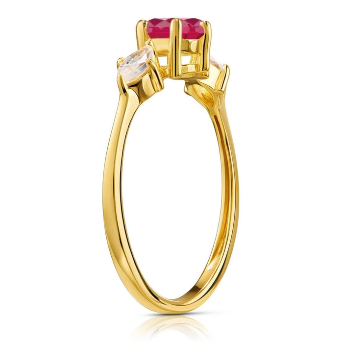 Inel Aur 8K cu Piatră Roșie Strălucitoare – Eleganță Atemporală