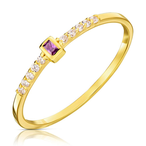 Inel Aur 8K cu Piatră Violetă - Eleganță Subtilă