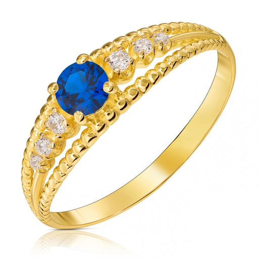 Inel Aur 8K cu Piatră Albastră – Eleganță Atemporală