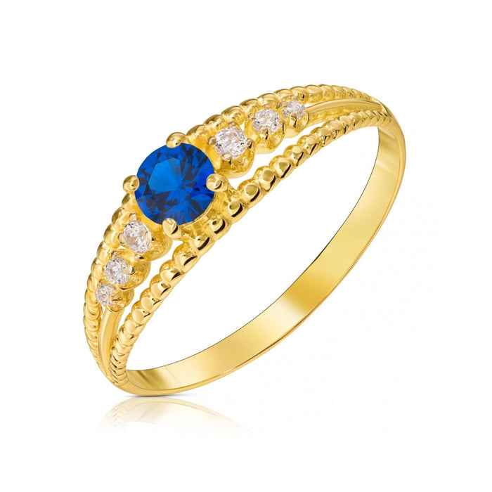 Inel Aur 8K cu Piatră Albastră – Eleganță Atemporală