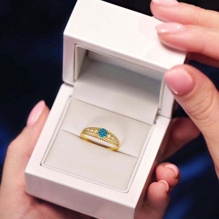 Inel Aur 8K cu Zirconiu și Design Unic