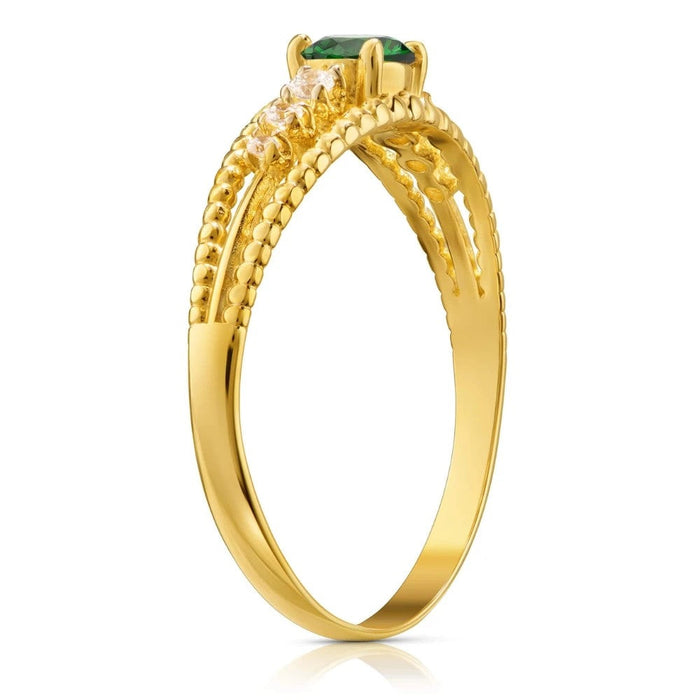 Inel Aur 8K cu Zirconiu Verde – Eleganță Atemporală