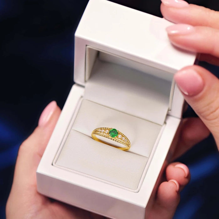 Inel Aur 8K cu Zirconiu Verde – Eleganță Atemporală