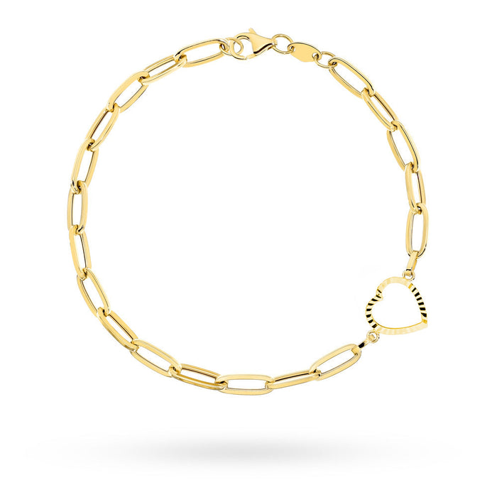 Brățară Aur 14K Cu Zale Lungi și Inimă Decorativă