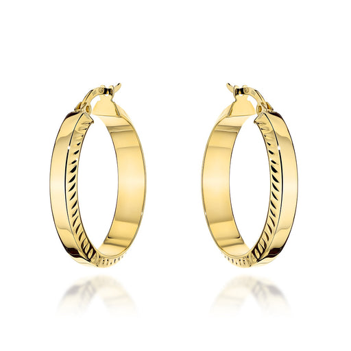 Cercei Aur 14K Rotunzi cu Margini Diamantate