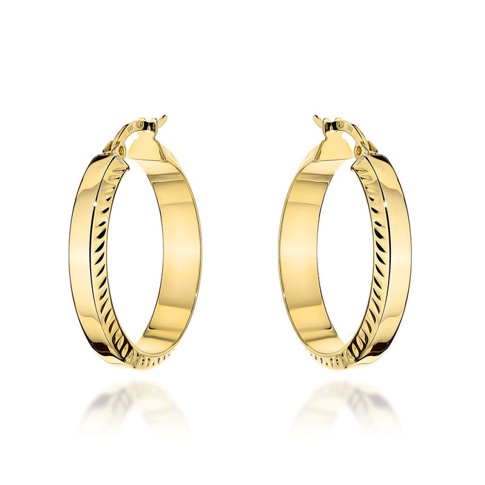 Cercei Aur 14K Rotunzi cu Margini Diamantate